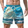 Sea Wave Pattern 3D Print Men's Shorts Quick Dry Swim Shorts Casual Beach Pants Oversized Sports Shorts Trend Men Clothing