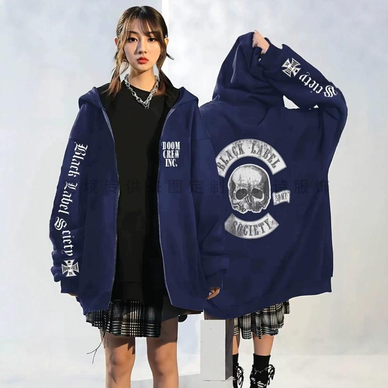 Black Label Society Skull Flag Print Hoodie Teen Boys Loose Fit Casual Wear