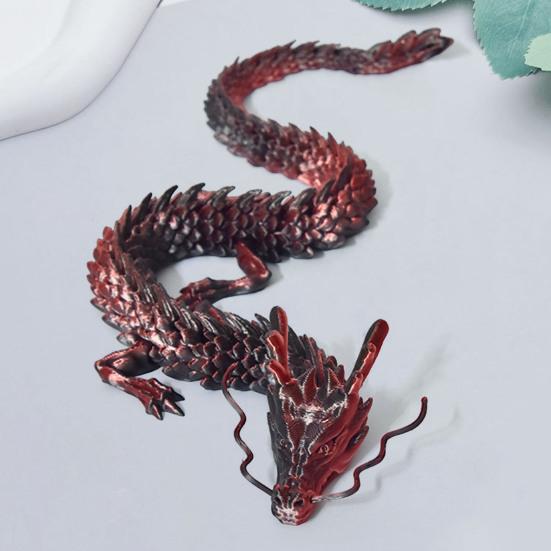 Китайская статуя дракона, напечатанная на 3D-принтере, фигурка дракона с подвижными суставами, шарнирная скульптура дракона, украшение стола для домашнего офиса