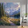 1 шт. Очень большая шторка для ванной - Горный закат Тропинка Диких цветов Лунное озеро Снежные вершины Вечнозеленый лес Дизайн - Высокое качество