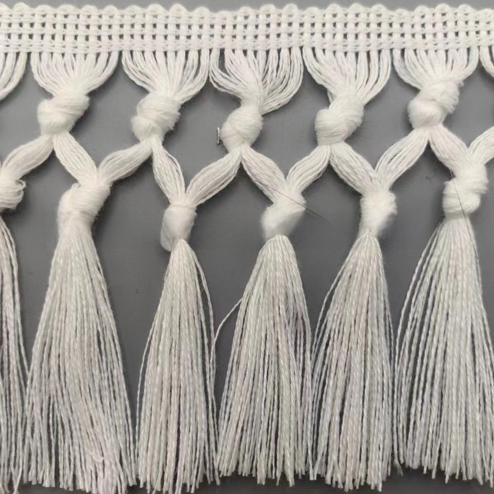 Cotton Material Tassel Trim Ribbon Boho Style Macrame Tassel Ribbon  For DIY Craft