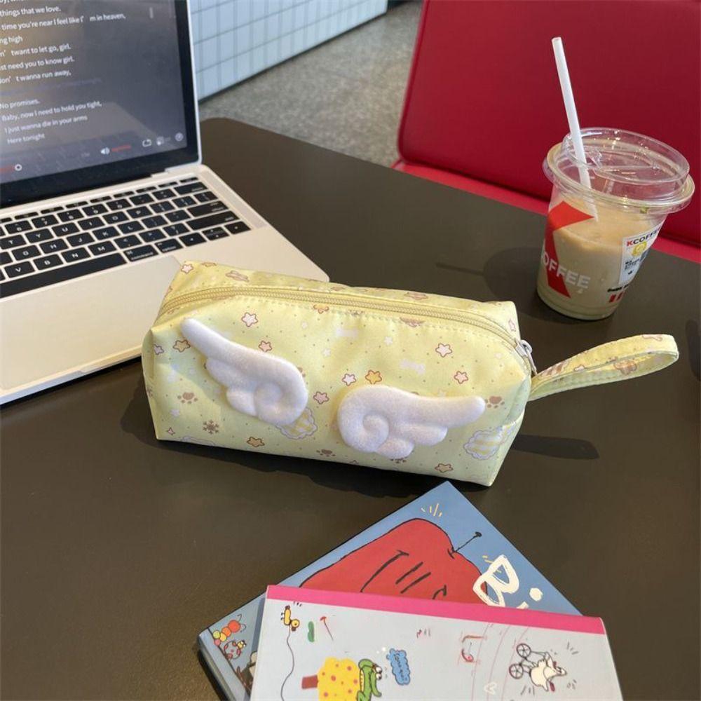 with Handle Pen Bag Large Capacity Cosmetic Bag New Stationery Bag Students Supplies