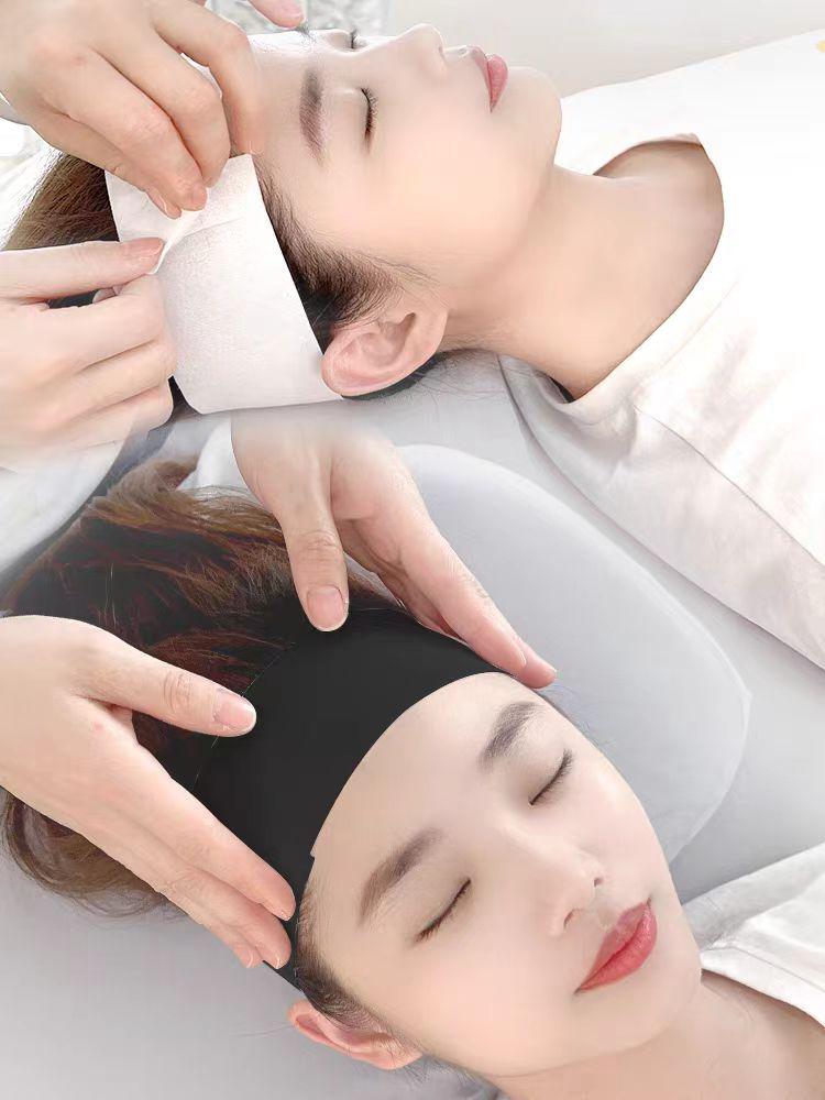 Одноразовая эластичная повязка на голову для спа на липучке, черная и белая