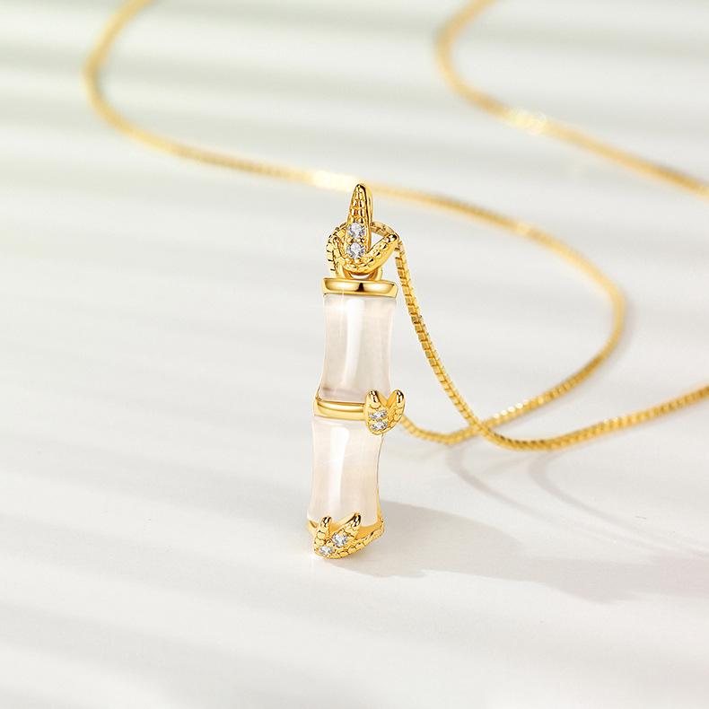 Бамбуковое ожерелье для женщин, Японское и корейское простое модное универсальное ожерелье-подвеска «Кошачий глаз», цепочка для ключицы