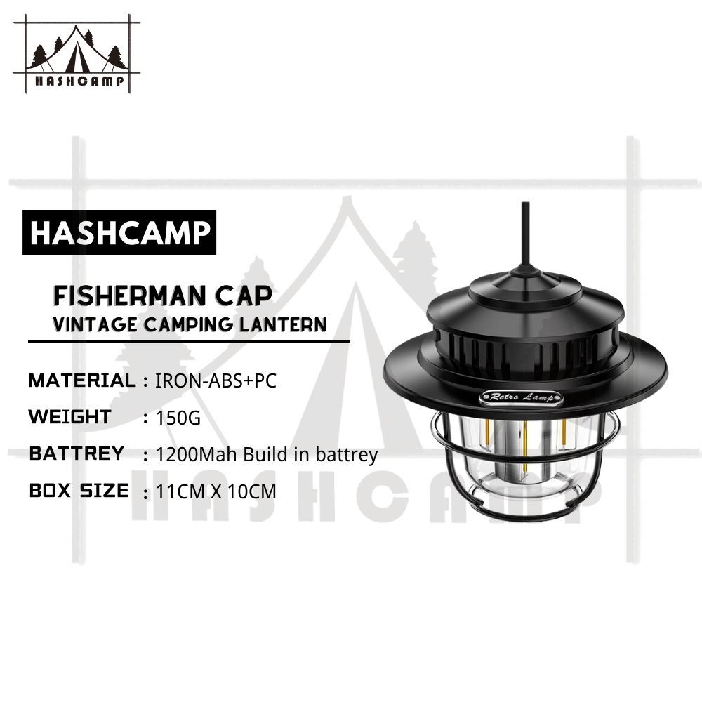 Vintage Lantern Waterproof Camping  Lamp For Outdoor Type-C USB Rechargeable LED 200 Lumens Brightness Adjustable LED