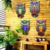 Metal Art Owl Wall Decor Colorful Iron Art Owl Sculpture 4 Colors Owls Hanging Ornament Pendant for Indoor Outdoor Home Garden