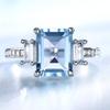 Gica Gema S925 Чистое Серебро Морской Синий Топаз Квадратное Персонализированное Высококачественное Кольцо Для Женщин Модное Классическое Свадебное Обручальное Ювелирное Подарок