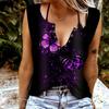 Женские майки, сексуальные летние топы без рукавов с v-образным вырезом, жилет с 3D красивым принтом бабочки, крутые легкие топы