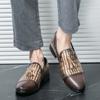Pointed Men's Leather Shoes Fashionable Tassel Design Style Trendy Party Nightclub Outdoor Walking Trendy Men's Slip On Loafer