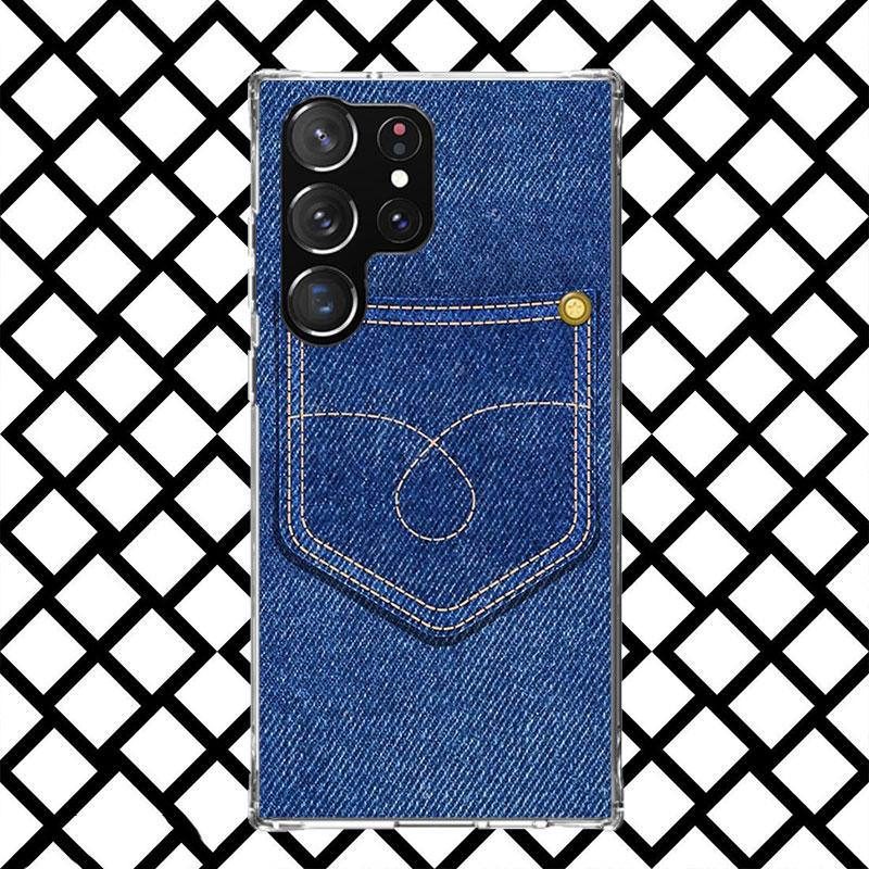 Retro Denim Embrpoidery Phone Case for Samsung Galaxy S26 S25 Edge S24 S23 Ultra S22 Plus S21 FE S20 + Soft Cover Print Fundas G