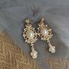 1 Pair Dangle Earrings Royal Court Design Faux Pearl Geometric Pattern Classical Temperament Dress