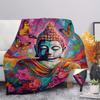 Butterfly and Buddha statue patterns Flannel printed blanket suitable for all seasons suitable for living office sofa and travel