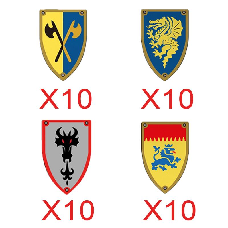 MOC Средневековые Строительные Блоки Персонаж Рыцарь Воин Набор Аксессуаров Шлем Наплечники Щит Лук Стрела Кирпич Подарок Игрушка X022