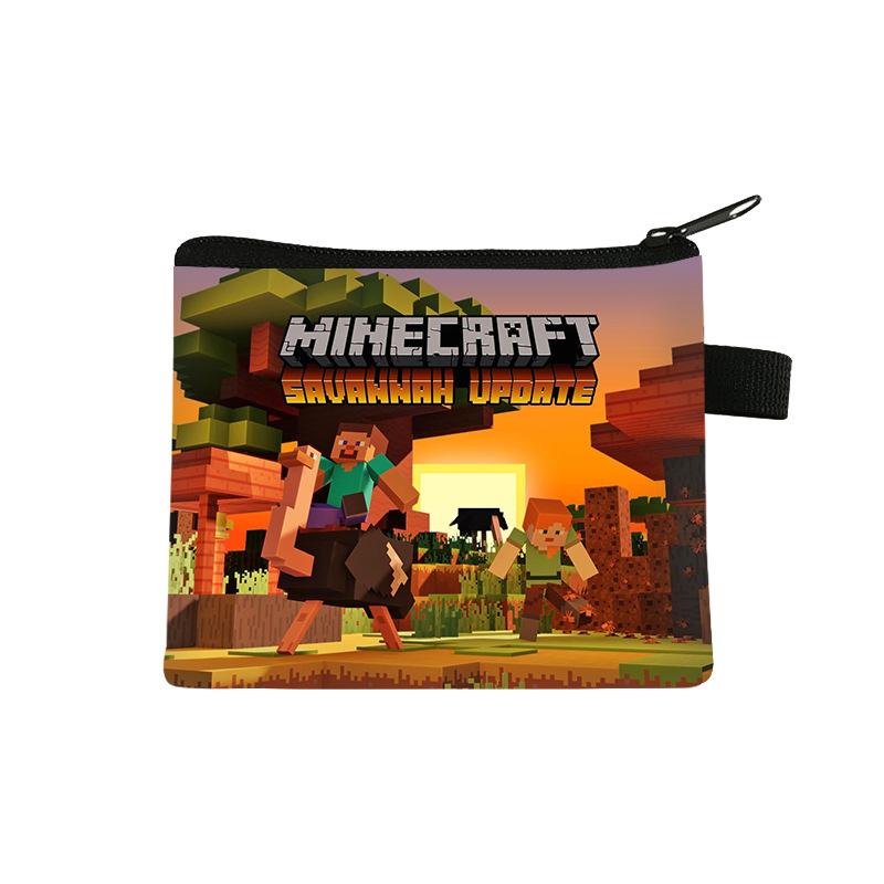 Minecraft zipper coin purse polyester printed children's small purse student portable storage bag