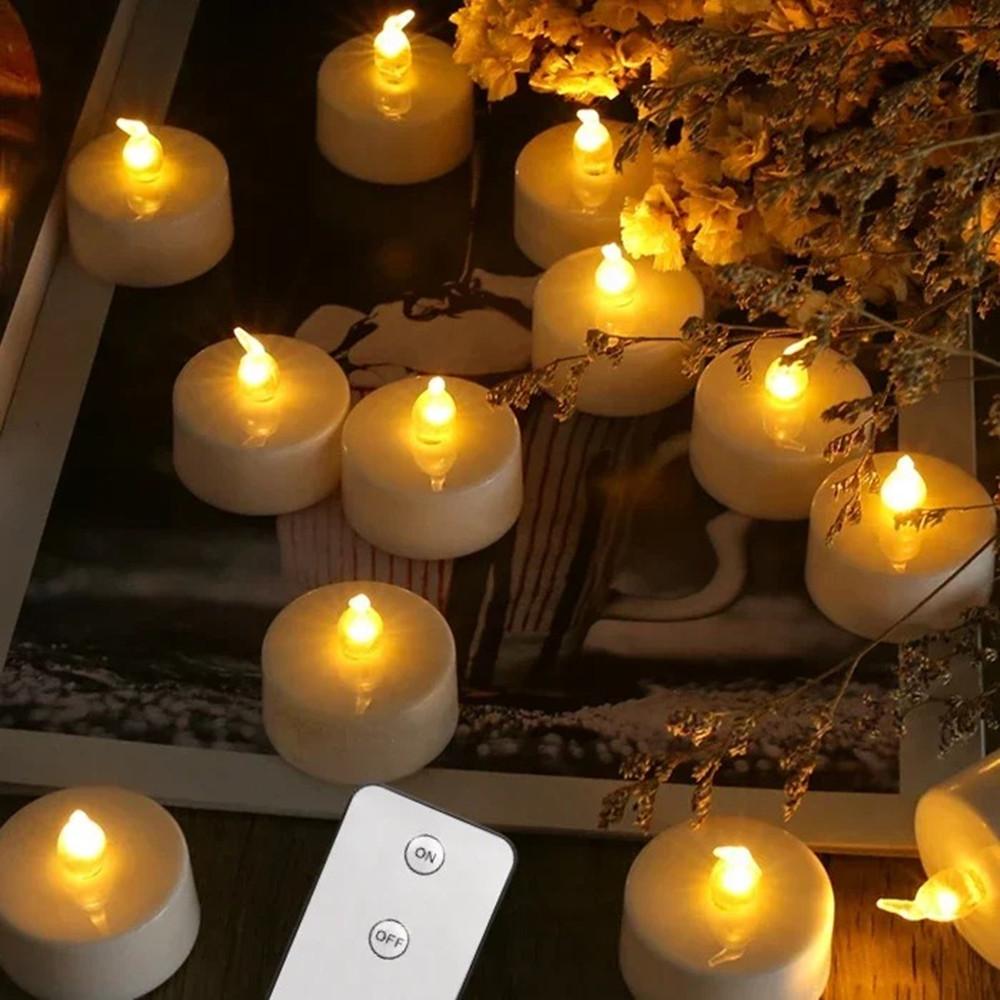 Battery Operated Tea Lights 24/48 Pack Flameless Realistic Flickering Candles LED Tealight for Event Festival Celebration Party
