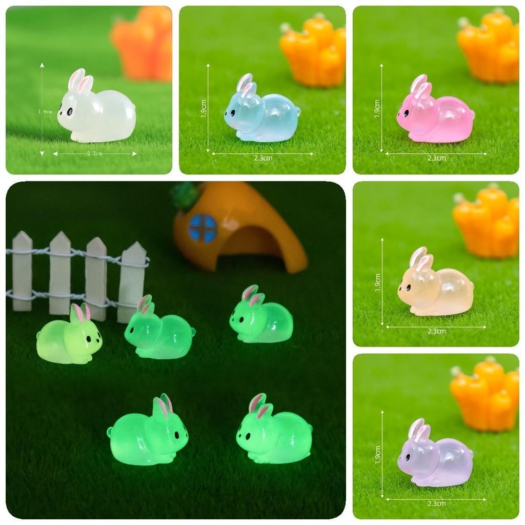 Charming Glow In The Dark Fat Bunny Resin Figurine Perfect For Diy Moss Garden Decor