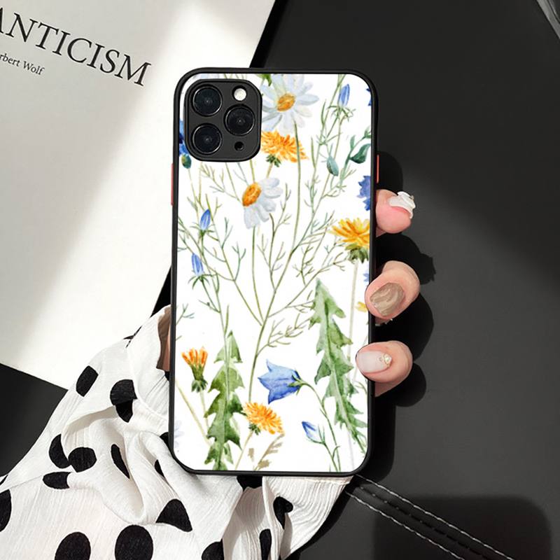 Красивый чехол для телефона с рисунком цветов, матовый прозрачный для iPhone 7 8 11 12 plus mini x xs xr pro max