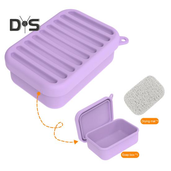 Герметичный силиконовый дорожный мыльница с дренажной крышкой, компактный дизайн, переносной контейнер для мыла, держатель для мыла
