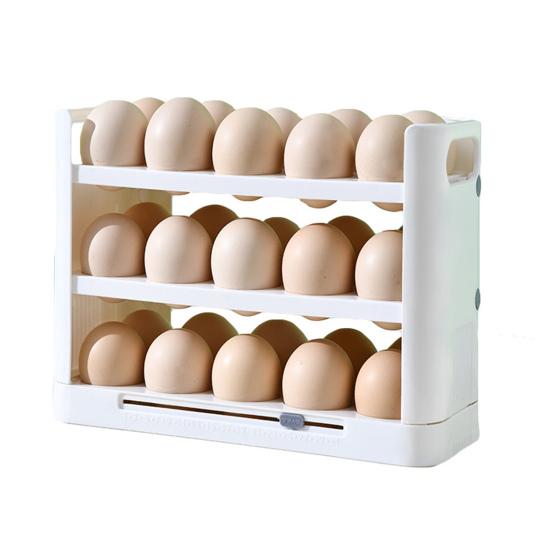 Кухонная полка для хранения яиц, многослойная, пищевая, с гладкими краями, большая вместимость с ручкой, экономит место, вращающаяся полка без заусенцев