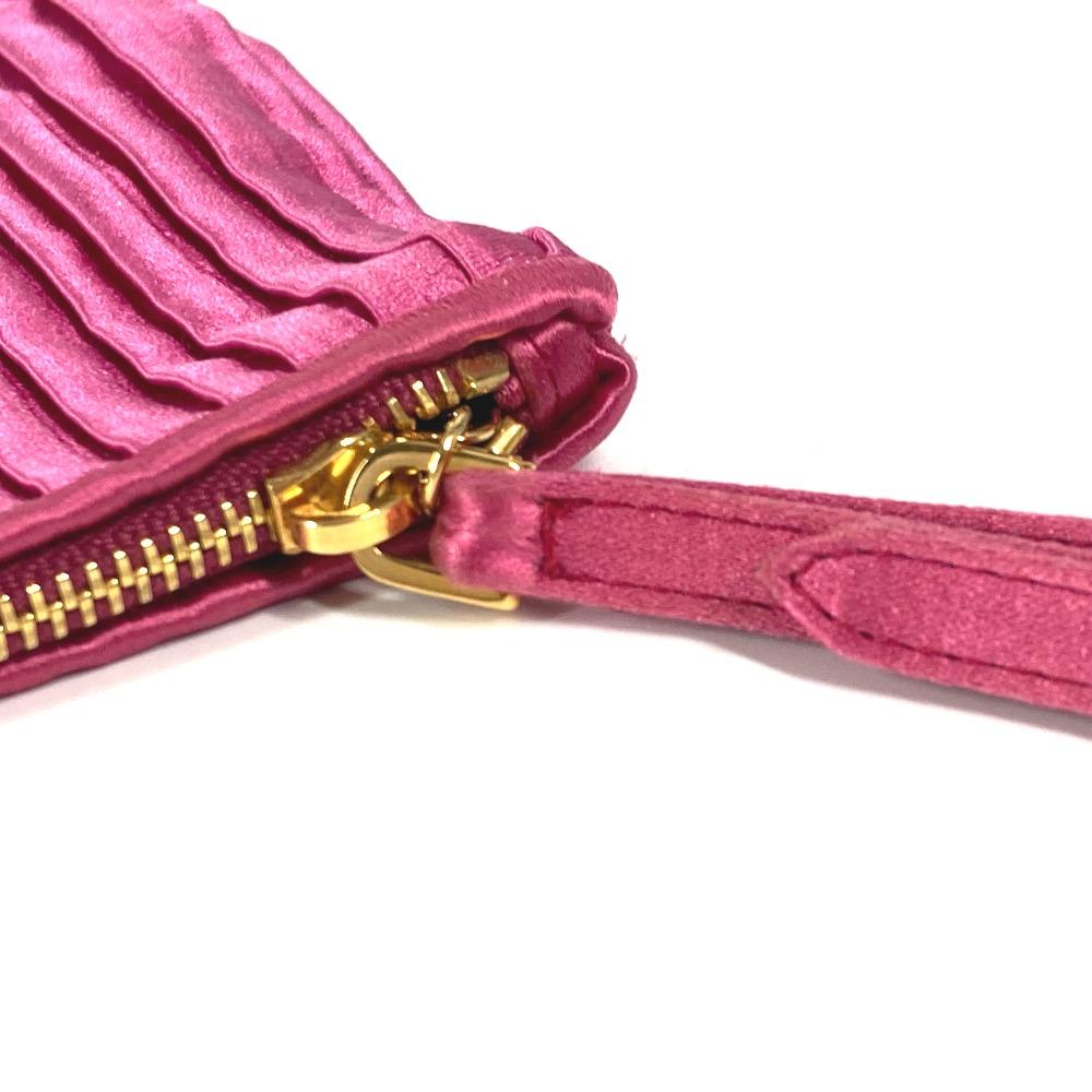 MIUMIU logo Pouch with bag strap Clutch bag Rayon / silk pink