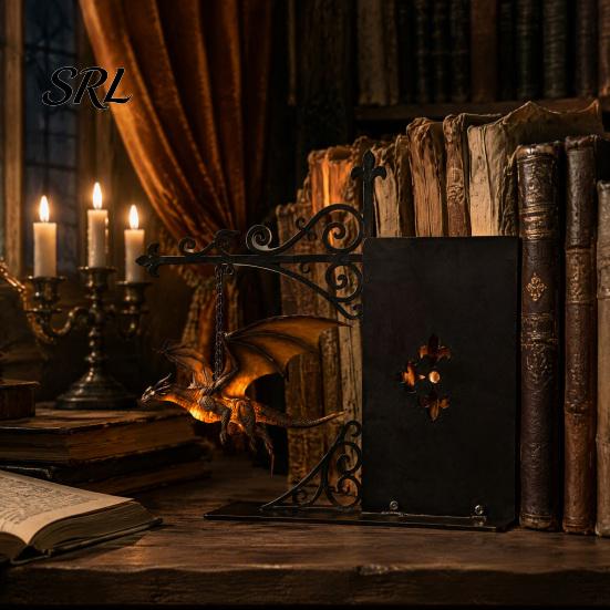 Смоляная фигурка дракона, волшебная лампа-книжная полка, теплый подвесной ночник, подарок фанату фэнтези-романов, декор для уголка для чтения, уникальный подарок для влюбленных