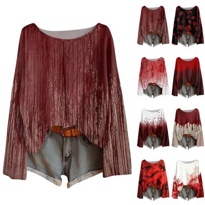 Рубашки с длинным рукавом для женщин, футболки с принтом, блузки, повседневные базовые топы больших размеров, пуловеры