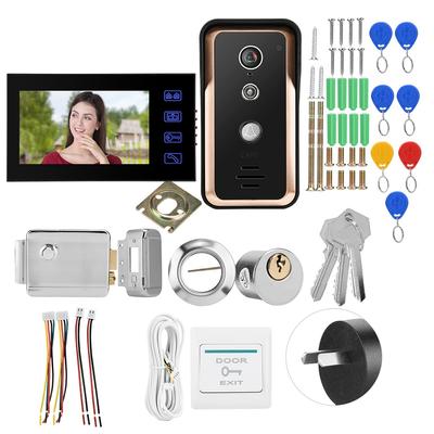 1 монитор RFID ИК камера 7 дюймов проводной видеодомофон с электрическим замком управления