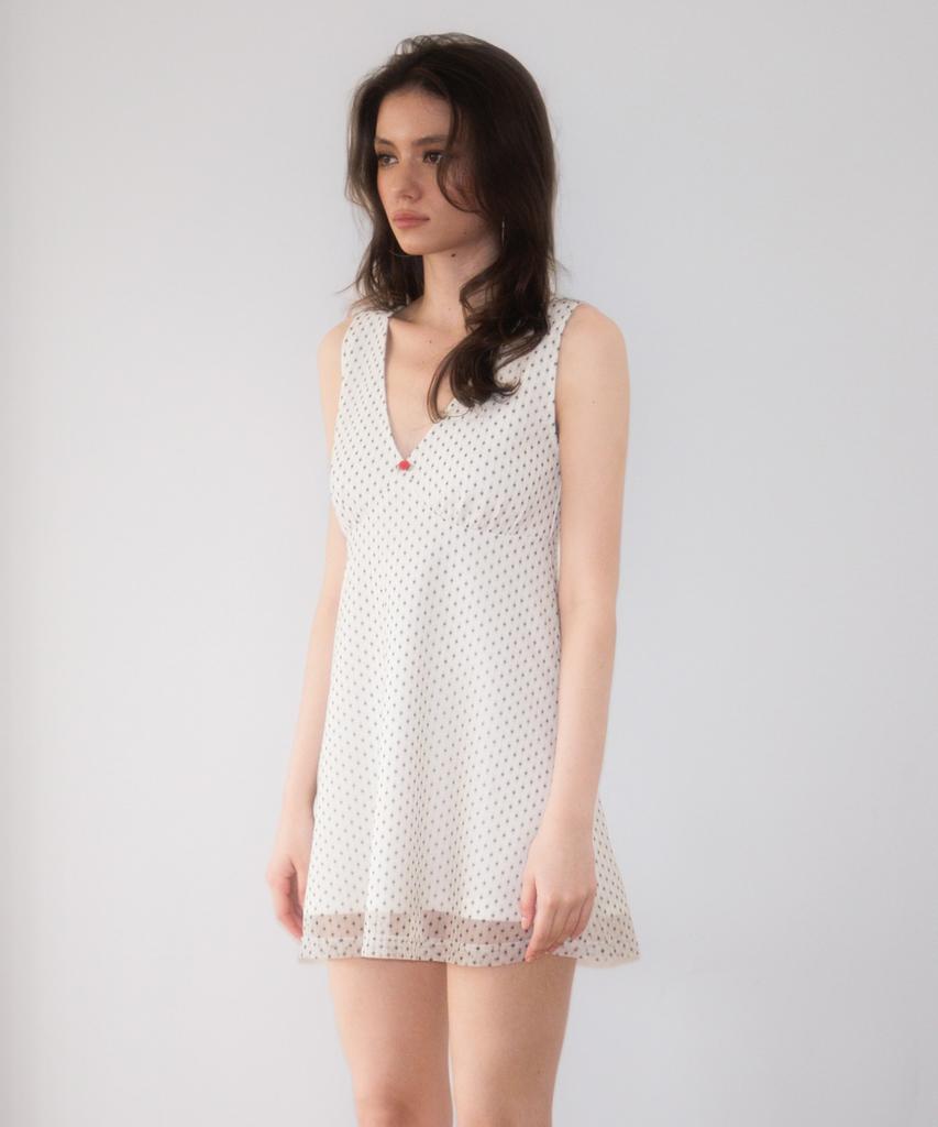 Rose Franz Rose Dot Chiffon Mini Dress [Ivory]