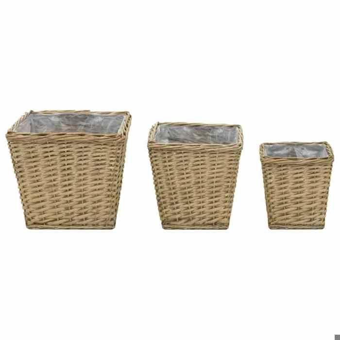 Maison Exclusive - Lits surélevés 3 pcs Osier avec doublure en PE