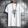 Simple Creative Design Line Cross Print Cotton T Shirts Summer Style Short Sleeve Men T-shirt