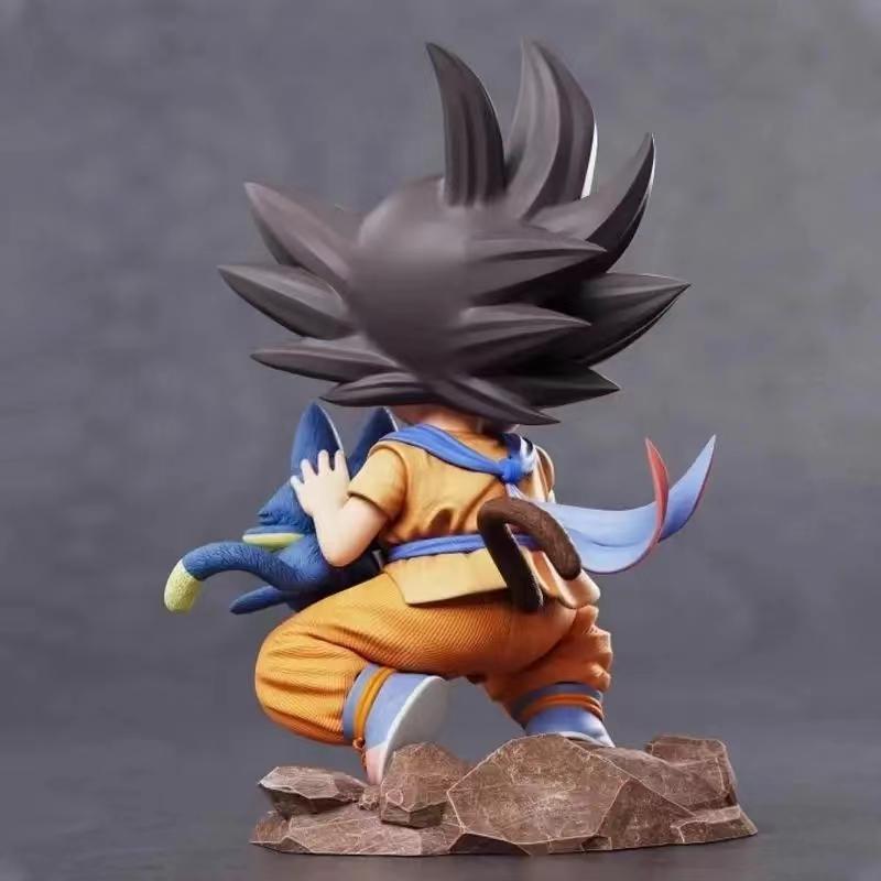 Dragon Ball Childhood Little Goku Hugs Puer Ya Mu Tea Little Follower Figure Doll Pvc Model Statue Collection Toys Ornamen Gift