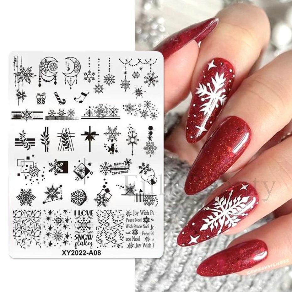 Штампы для дизайна ногтей во французском стиле, трафареты из нержавеющей стали с листьями и цветами, инструменты для штамповки изображений для ногтей