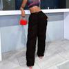 Women's Casual Solid Color Cotton Pants Warm Clip Cotton Drawstring Pocket Elastic Waist Cotton Pants