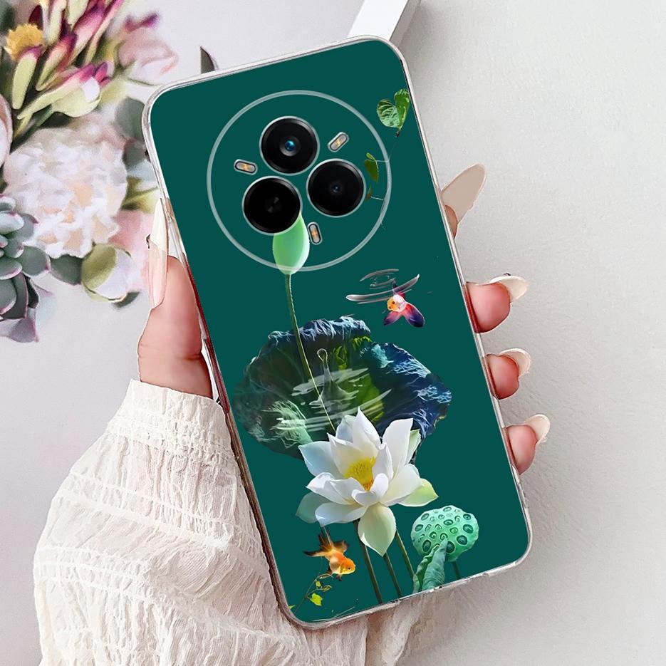 Чехол для Realme 14 Pro Plus RMX5051 Красивые Цветы Рисованный Чехол Мягкий Силиконовый Чехол Для Realme 14 Pro Realme14 Pro+ 5G Чехлы