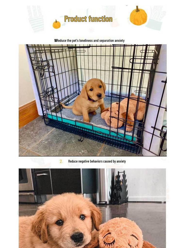 Плюшевый компаньон с сердцебиением для питомцев при тревоге - Успокаивающая интерактивная игрушка для собак и кошек (Вакуумная упаковка)