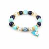 Crystal Sea Turtle Bracelet Pendant Floral Print Beaded Jewelry  For Women Men