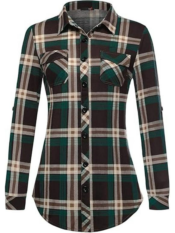 Женский приталенный топ в ретро-клетку с длинным рукавом, Осень/Зима 2026