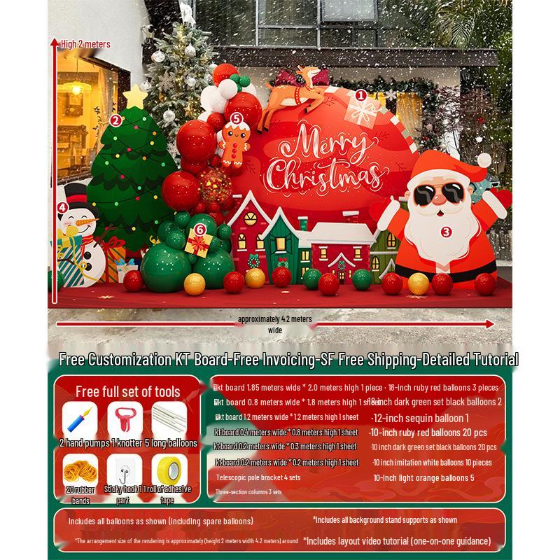 Праздничная рождественская композиция: Декор мероприятия в торговом центре с использованием шарового искусства и задника