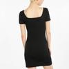 Puma Classics Logo Solid Color Casual Ribbed Pullover Comfortable Breathable Square Neck Short Sleeve Dress Women Dresses Black 531615-01