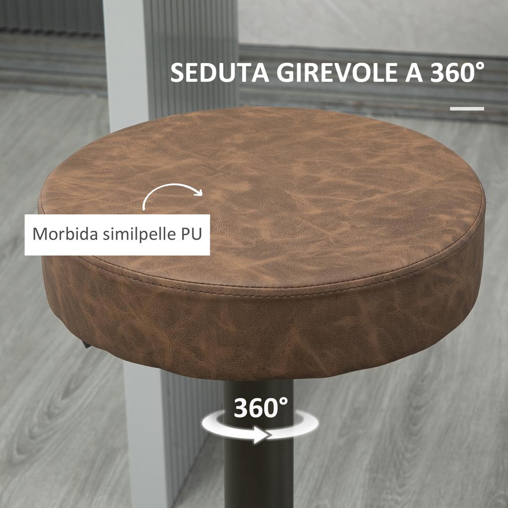 Set of 2 Swivel Bar Stools with Footrest and Adjustable Height, 35x36x64-85cm, Brown