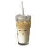 Stripe Glass Tumbler with Lid & Straw 600ml Reusable Glass Coffee Cup for Iced Juice Milk Tea Iced Coffee Dishwasher Safe Transparent Drinking Glasses