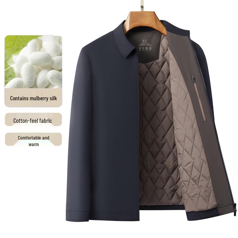 Мужская зимняя утепленная куртка в стиле business casual с наполнителем из шелка-тусса
