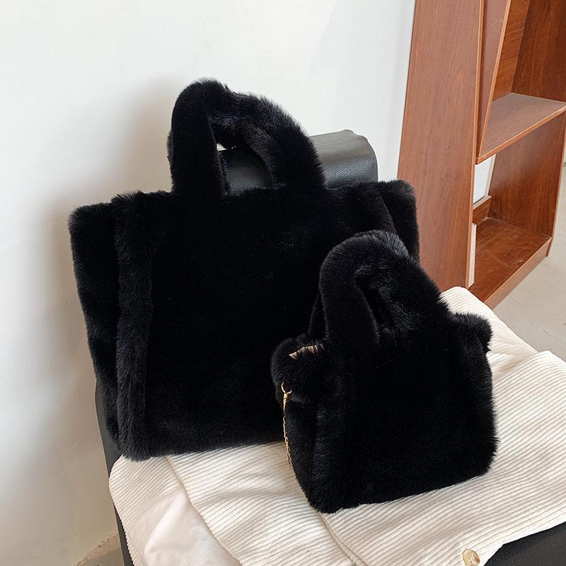 Large Plush Tote Faux Fur Shoulder Bag Winter Fluffy Women Designer Handbags Warm Soft Crossbody Bags for Women Shopper Purses