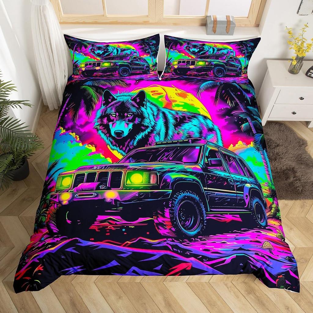 Пододеяльник Аврора Размер Queen Белый Медведь Арктическое Животное Чехол для Одеяла Фантастическое Галактическое Небо Постельное Белье Декор Детской Спальни Комплект из 3 Предметов