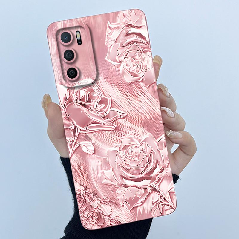 Чехол для OPPO A16 Чехол для Oppo A16s A54s Модный Простой Цветок Мягкий Жидкий Силикон Ударопрочный Чехол Oppo CPH2269 CPH2271 Funda