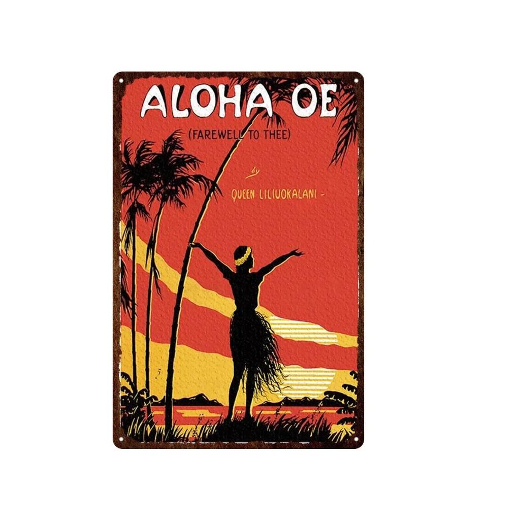 Aloha Philippines Brooklyn Vatican Bangkok Metal Plate Painting Iron Tin Sign Wall Art Picture For Garden Living Room Home Decor