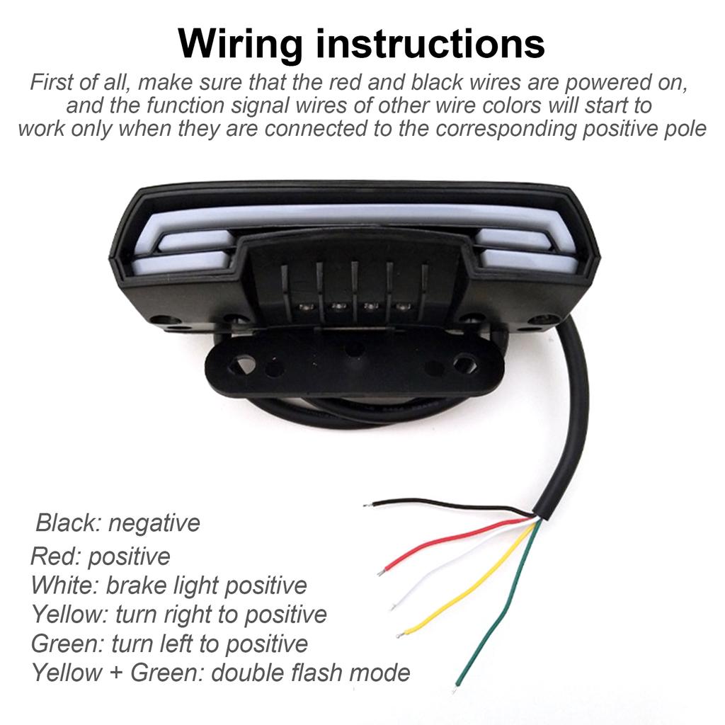 Универсальный 12-80 В рулевое управление + вождение + торможение + лампа номерного знака + двойной мигающий задний фонарь для мотоцикла
