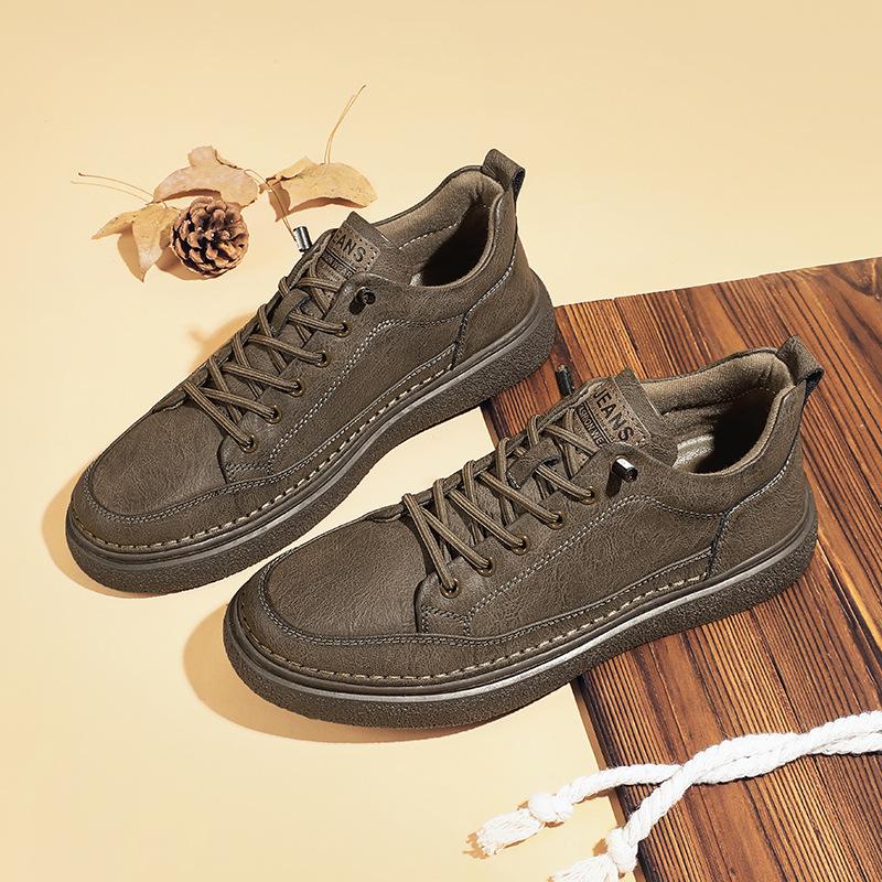 Popular Men's Leather Shoes Leather Fashion Autumn Men's Shoes Soft-soled Sports and Leisure Board Shoes Men's Trendy Shoes Versatile Shoes