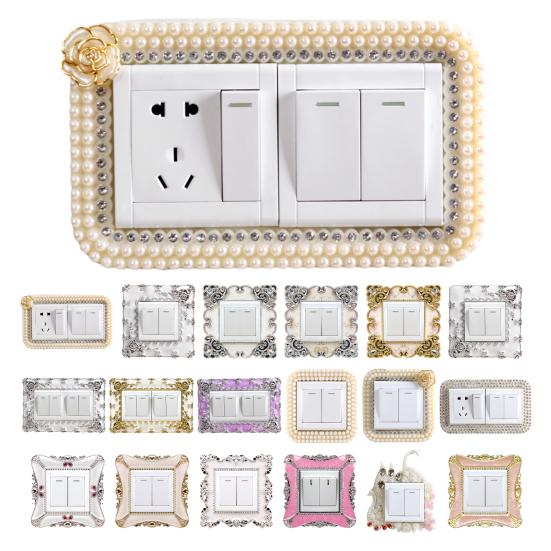 Switch Sticker European Wall-mounted Outlet Style Punch Free Plastic Cover Wall Decal for Home