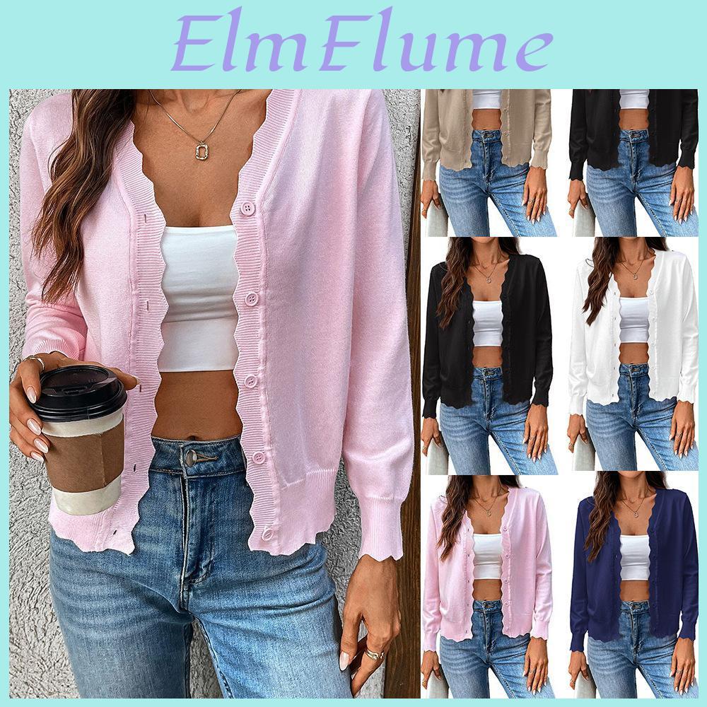Women Thin Cardigans Cool Summer Tops Vneck Long Sleeve Knitted Outerwear Jackets Coats